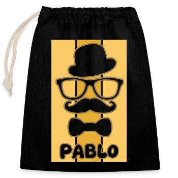 Geschenk für Pablo - Verschließbarer Geschenkbeutel aus Baumwolle (25x30cm) - Schwarz - Vorne