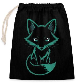 Renard mystique en turquoise - Sac cadeau en coton avec cordon (25 x 30 cm) - noir - Devant