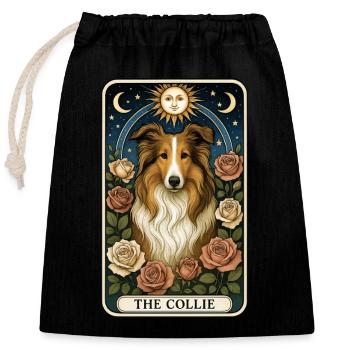 Collie - Verschließbarer Geschenkbeutel aus Baumwolle (25x30cm) - Schwarz - Vorne