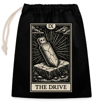 Das Laufwerk – Datahoarder USB Tarotkarte - Verschließbarer Geschenkbeutel aus Baumwolle (25x30cm) - Schwarz - Vorne