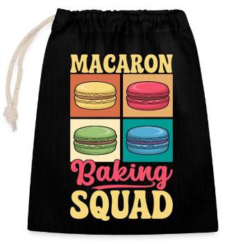 Macaron French Desserts - Closable cotton gift bag (25x30cm) - black - Front
