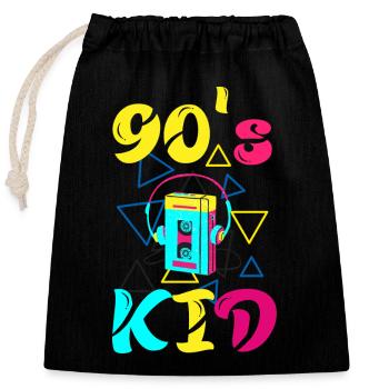 90s Kid Forever – Retro-T-Shirt für Fans der 90er - Verschließbarer Geschenkbeutel aus Baumwolle (25x30cm) - Schwarz - Vorne