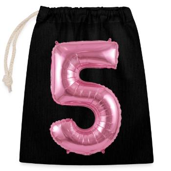 5. Geburtstag, fünfter Geburtstag Ballon pink - Verschließbarer Geschenkbeutel aus Baumwolle (25x30cm) - Schwarz - Vorne
