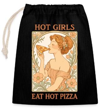Art Nouveau Pizza: Hot Girls Eat Hot Pizza - Closable cotton gift bag (25x30cm) - black - Front