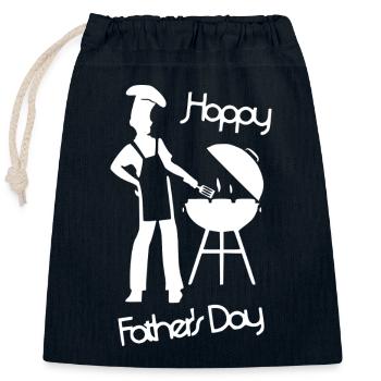 Happy Fathers Day - Grill weiß - Verschließbarer Geschenkbeutel aus Baumwolle (25x30cm) - Navy - Vorne