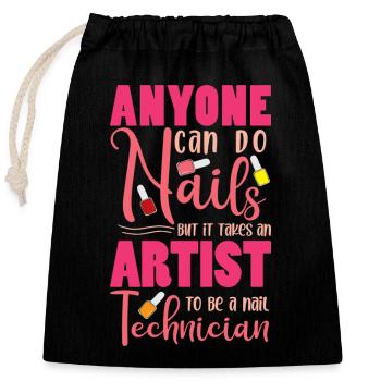 Nageldesigner Nageldesignerin Kosmetik Nagelstudio - Verschließbarer Geschenkbeutel aus Baumwolle (25x30cm) - Schwarz - Vorne