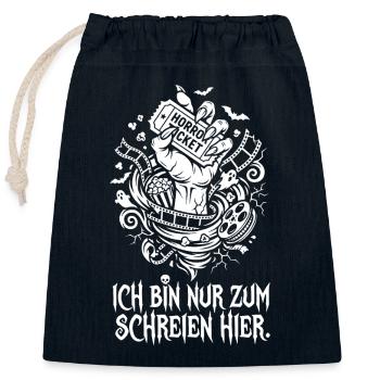 Nur zum Schreien hier Horror Ticket - Verschließbarer Geschenkbeutel aus Baumwolle (25x30cm) - Navy - Vorne