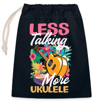 Moins de paroles, plus de ukulélé, disant un musicien drôle - Sac cadeau en coton avec cordon (25 x 30 cm) - bleu marine - Devant