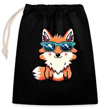 Renard kawaii cool avec des lunettes de soleil – Sweet - Sac cadeau en coton avec cordon (25 x 30 cm) - noir - Devant