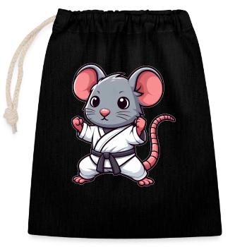 Souris Rat Karaté Arts Martiaux Arts Martiaux Japonais - Sac cadeau en coton avec cordon (25 x 30 cm) - noir - Devant