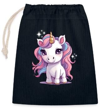 Adorable little unicorn - Closable cotton gift bag (25x30cm) - navy - Front