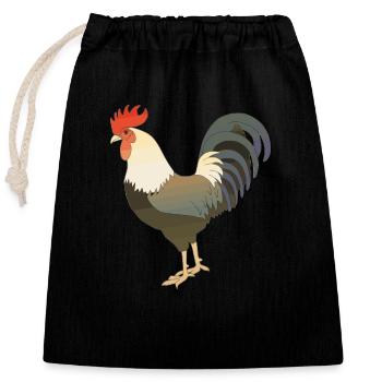 Rooster - Closable cotton gift bag (25x30cm) - black - Front
