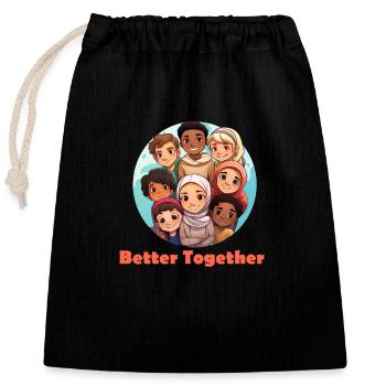 Better Together - Verschließbarer Geschenkbeutel aus Baumwolle (25x30cm) - Schwarz - Vorne