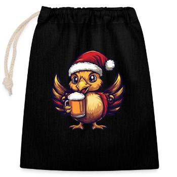 Truthan Bière de Noël Drôle - Sac cadeau en coton avec cordon (25 x 30 cm) - noir - Devant