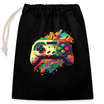 Retro Console - Closable cotton gift bag (25x30cm) - black - Front