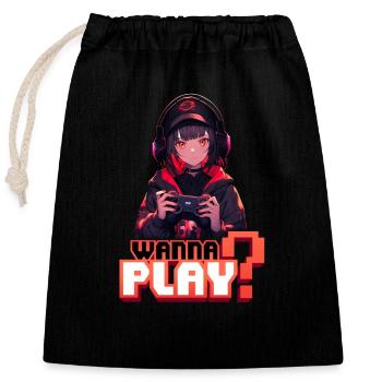 Gamer Girl veut jouer - Chemise d’anime - Sac cadeau en coton avec cordon (25 x 30 cm) - noir - Devant