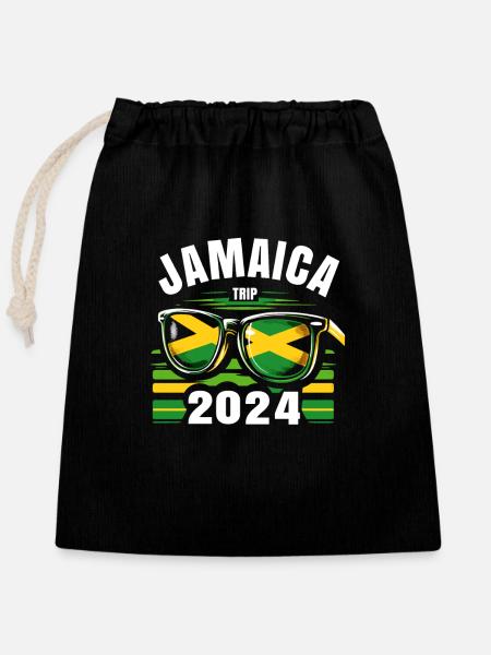 Jamaica Trip 2024 - Verschließbarer Geschenkbeutel aus Baumwolle (25x30cm) - Schwarz