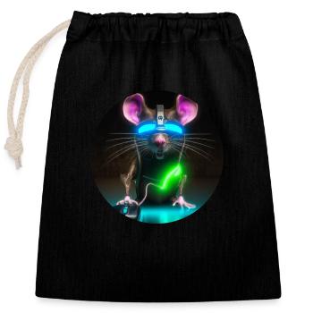 Cyber mouse - Closable cotton gift bag (25x30cm) - black - Front