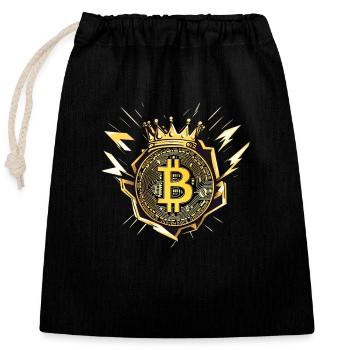 Le roi Bitcoin avec des éclairs - Sac cadeau en coton avec cordon (25 x 30 cm) - noir - Devant