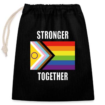 Gemeinsam stärker inklusive Pride-Flagge - Verschließbarer Geschenkbeutel aus Baumwolle (25x30cm) - Schwarz - Vorne