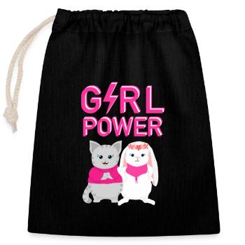 Le pouvoir des filles - Sac cadeau en coton avec cordon (25 x 30 cm) - noir - Devant