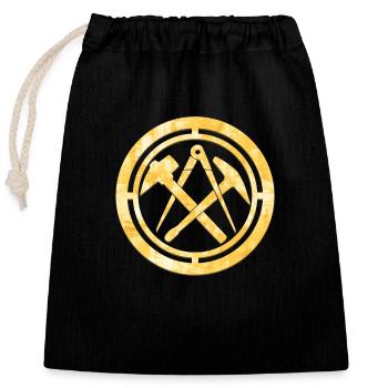 Dachdecker Zunft Logo Wappen Gold - Verschließbarer Geschenkbeutel aus Baumwolle (25x30cm) - Schwarz - Vorne