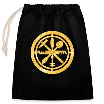 Glaser Zunft Logo Wappen Gold - Verschließbarer Geschenkbeutel aus Baumwolle (25x30cm) - Schwarz - Vorne