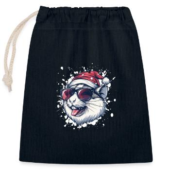 Hamster Christmas Funny - Closable cotton gift bag (25x30cm) - navy - Front