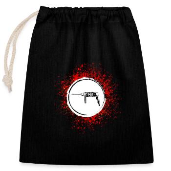 Electric Drill Icon Tool - Closable cotton gift bag (25x30cm) - black - Front