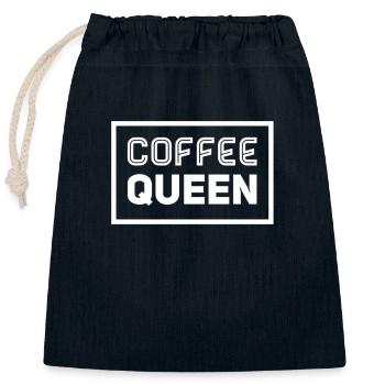 Dicton de café - Sac cadeau en coton avec cordon (25 x 30 cm) - bleu marine - Devant