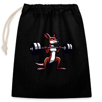 Kangaroo Barbell Haltère Gym Fitness Entraînement - Sac cadeau en coton avec cordon (25 x 30 cm) - noir - Devant