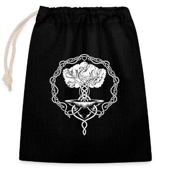 Yggdrasil, Tree of Life, Norse, Mythology - Closable cotton gift bag (25x30cm) - black - Front