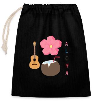 Hawaiian Harmony Designe - Closable cotton gift bag (25x30cm) - black - Front