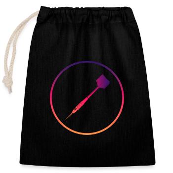 Dart Dartspieler Dartpfeil darten "triple 20" - Verschließbarer Geschenkbeutel aus Baumwolle (25x30cm) - Schwarz - Vorne