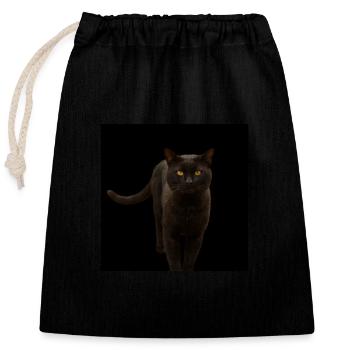 black cat kitten cat - Closable cotton gift bag (25x30cm) - black - Front
