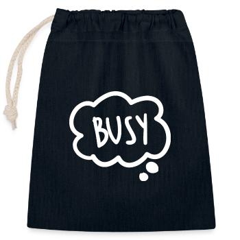 Stickers Busy - Closable cotton gift bag (25x30cm) - navy - Front
