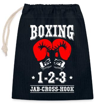 Boxing Jab Cross Hook - Closable cotton gift bag (25x30cm) - navy - Front