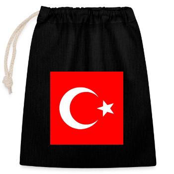 Turkey - Turkish flag - Closable cotton gift bag (25x30cm) - black - Front