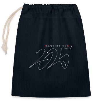 Neujahr 2025 Glück - Verschließbarer Geschenkbeutel aus Baumwolle (25x30cm) - Navy - Vorne