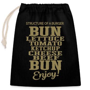 Leckerer Burger Aufbau Tomate Käse Brot - Verschließbarer Geschenkbeutel aus Baumwolle (25x30cm) - Schwarz - Vorne
