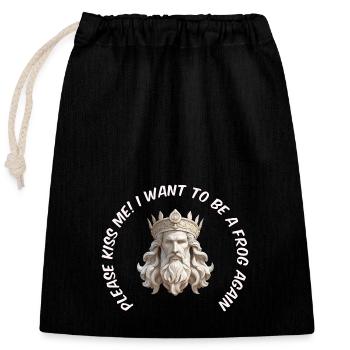 Prince ou grenouille - Sac cadeau en coton avec cordon (25 x 30 cm) - noir - Devant