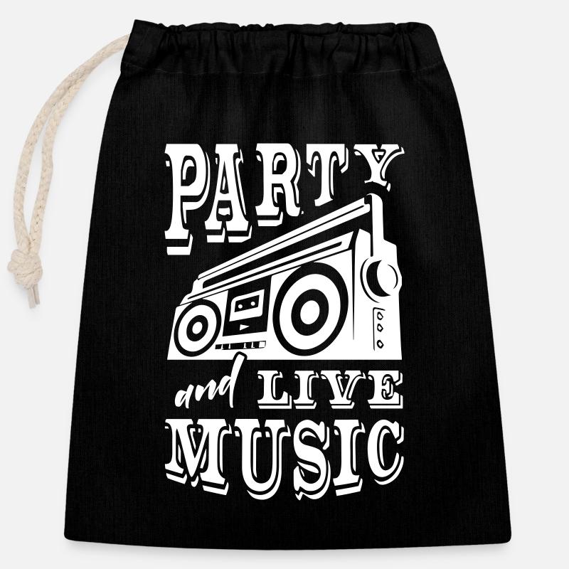 Party and Live Music - Verschließbarer Geschenkbeutel aus Baumwolle (25x30cm) - Schwarz