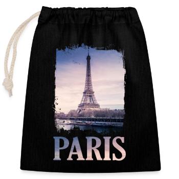 Paris France France Tour Eiffel Tour Eiffel - Sac cadeau en coton avec cordon (25 x 30 cm) - noir - Devant