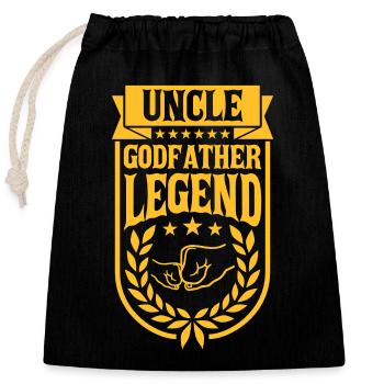 Uncle Godfather Legend Quote - Closable cotton gift bag (25x30cm) - black - Front