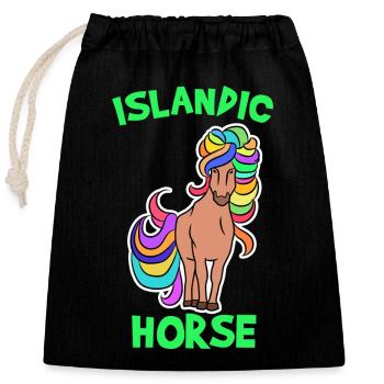 Pferdeliebe Pony Islandpferde Islandponys Spruch - Verschließbarer Geschenkbeutel aus Baumwolle (25x30cm) - Schwarz - Vorne