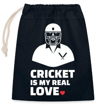 J’aime le cricket pour tous les joueurs de cricket - Sac cadeau en coton avec cordon (25 x 30 cm) - bleu marine - Devant