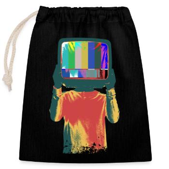 TV-Leiter Surreale Kunst - Verschließbarer Geschenkbeutel aus Baumwolle (25x30cm) - Schwarz - Vorne