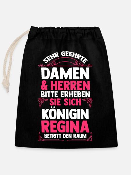 Vorname Regina - Verschließbarer Geschenkbeutel aus Baumwolle (25x30cm) - Schwarz