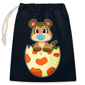 Meerkat pacifier - Closable cotton gift bag (25x30cm) - navy - Front