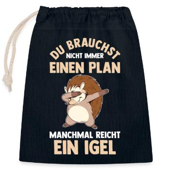 Tiermotiv Igel - Verschließbarer Geschenkbeutel aus Baumwolle (25x30cm) - Navy - Vorne